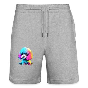 Caniche Chien Amour Chien Propriétaire Caniche Chiot Chien Chiot - Short de jogging bio TRAINER Stanley/Stella unisexe - gris chiné - Devant - Nik (191cm) & Marisol (170cm)