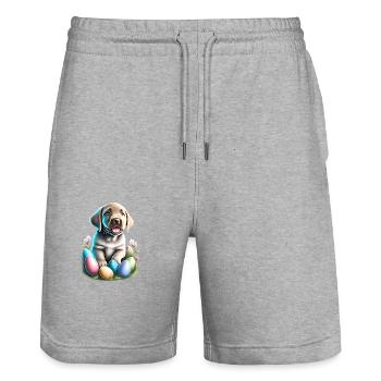Labrador Retriever Easter Easter Eggs Dog Puppy - Stanley/Stella Trainer Unisex Organic Jogging Shorts - heather grey - Front - Nik (191cm) & Marisol (170cm)