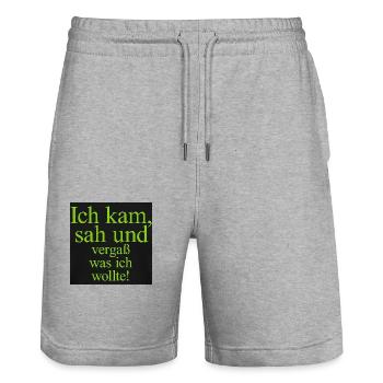 Ich kam, sah und vergaß was ich wollte. - Stanley/Stella Unisex Bio Joggingshorts Trainer  - Grau meliert - Vorne - Nik (191cm) & Marisol (170cm)