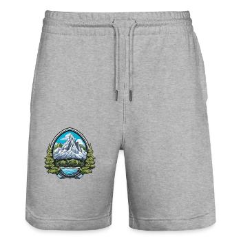 Berge Symbol Wappen - Stanley/Stella Unisex Bio Joggingshorts Trainer  - Grau meliert - Vorne - Nik (191cm) & Marisol (170cm)