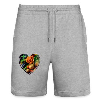 Die Bauern sind gegen die Sparpläne der Regierung - Stanley/Stella Unisex Bio Joggingshorts Trainer  - Grau meliert - Vorne - Nik (191cm) & Marisol (170cm)