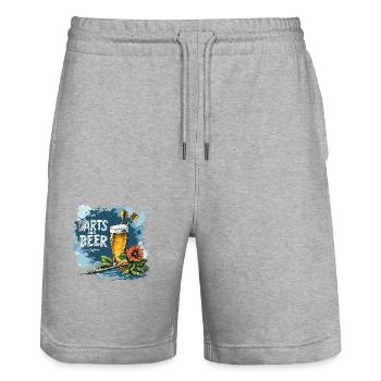 Fléchettes Et Bière Fléchettes Dictons Sports - Short de jogging bio TRAINER Stanley/Stella unisexe - gris chiné - Devant - Nik (191cm) & Marisol (170cm)