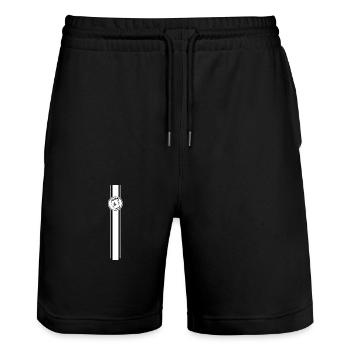 Bembel Banner - Das Frankfurter Original #FFM #069 - Stanley/Stella Unisex Bio Joggingshorts Trainer  - Schwarz - Vorne - Nik (191cm) & Marisol (170cm)