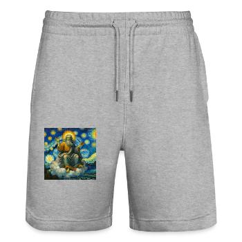 Gott in einem Van Gogh - Stanley/Stella Unisex Bio Joggingshorts Trainer  - Grau meliert - Vorne - Nik (191cm) & Marisol (170cm)