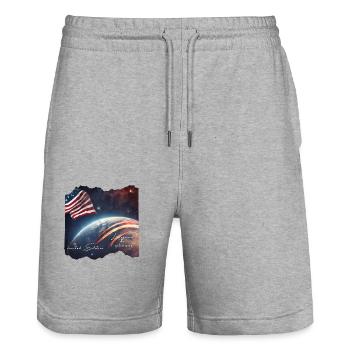 USA Limited Edition - Short de jogging bio TRAINER Stanley/Stella unisexe - gris chiné - Devant - Nik (191cm) & Marisol (170cm)