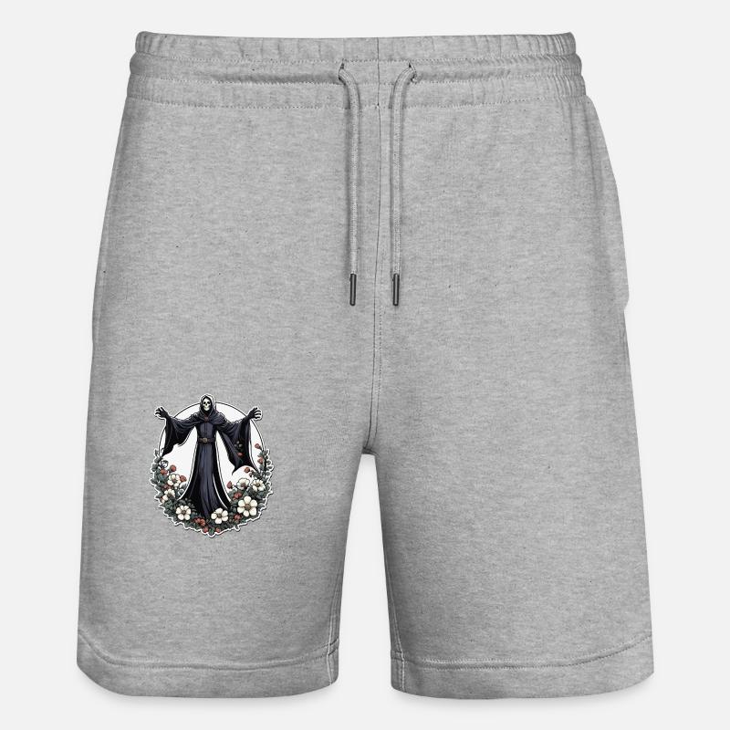 Sensenmann Blumen Illustration - Stanley/Stella Unisex Bio Joggingshorts Trainer  - Grau meliert