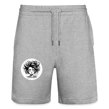 Frau Haare Frisur - Stanley/Stella Unisex Bio Joggingshorts Trainer  - Grau meliert - Vorne - Nik (191cm) & Marisol (170cm)