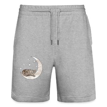 chat - Short de jogging bio TRAINER Stanley/Stella unisexe - gris chiné - Devant - Nik (191cm) & Marisol (170cm)