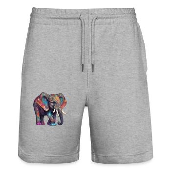 magic elephant - Stanley/Stella Unisex Bio Joggingshorts Trainer  - Grau meliert - Vorne - Nik (191cm) & Marisol (170cm)