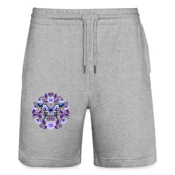 Papillon - Short de jogging bio TRAINER Stanley/Stella unisexe - gris chiné - Devant - Nik (191cm) & Marisol (170cm)