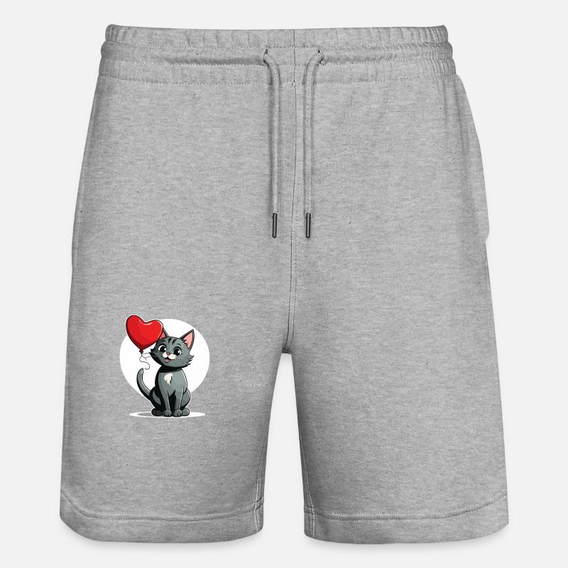 Coeur de chat - Saint-Valentin - Short de jogging bio TRAINER Stanley/Stella unisexe - gris chiné