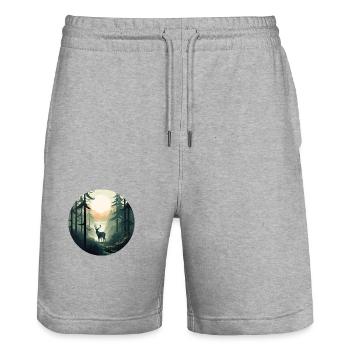 Morning woods - Stanley/Stella Trainer Unisex Organic Jogging Shorts - heather grey - Front - Nik (191cm) & Marisol (170cm)