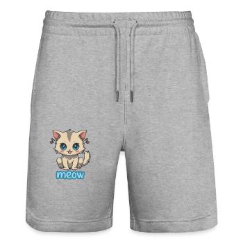 Anime Kitten Meow - Niedliches und verspieltes Design - Stanley/Stella Unisex Bio Joggingshorts Trainer  - Grau meliert - Vorne - Nik (191cm) & Marisol (170cm)