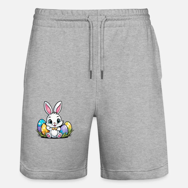 Easter Bunny Easter Illustration - Stanley/Stella Trainer Unisex Organic Jogging Shorts - heather grey