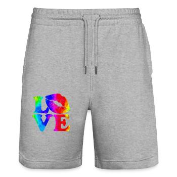 Aimez-moi la Saint-Valentin Joyeux Valentin Saint-Valentin - Short de jogging bio TRAINER Stanley/Stella unisexe - gris chiné - Devant - Nik (191cm) & Marisol (170cm)