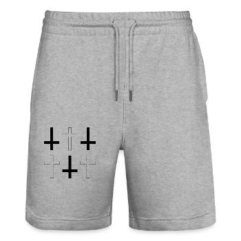 6 croix - Short de jogging bio TRAINER Stanley/Stella unisexe - gris chiné - Devant - Nik (191cm) & Marisol (170cm)