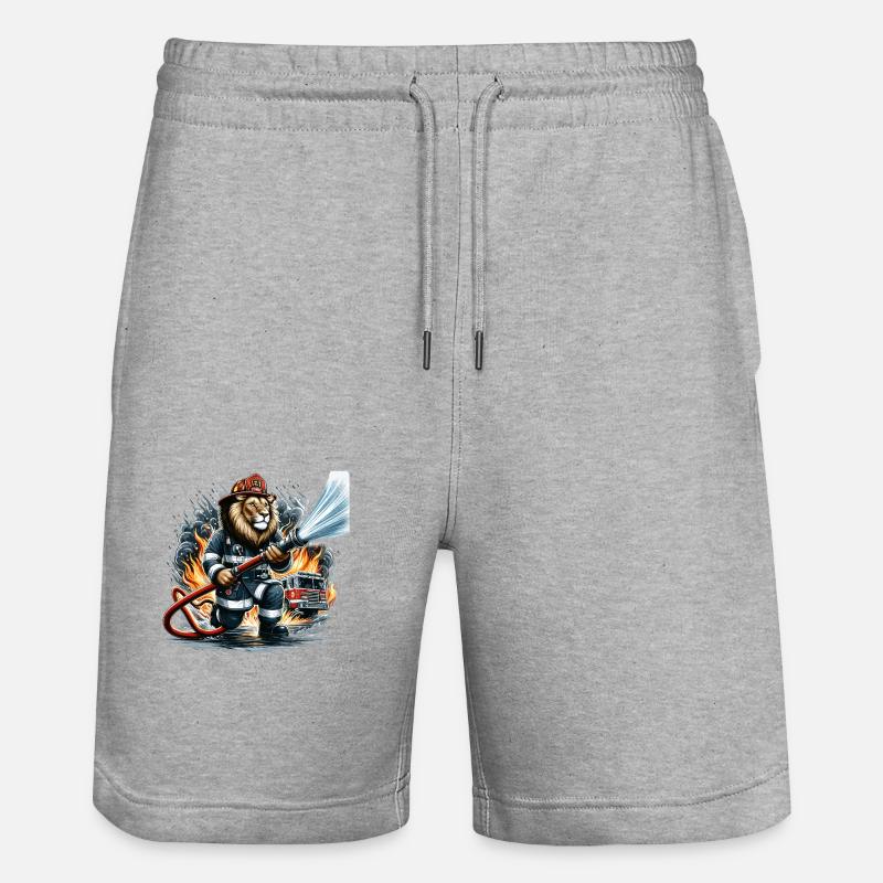 Camion de pompier Lion cadeau - Short de jogging bio TRAINER Stanley/Stella unisexe - gris chiné