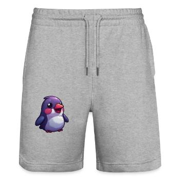 Cute Penguin – Comic Style Design for Kids - Stanley/Stella Trainer Unisex Organic Jogging Shorts - heather grey - Front - Nik (191cm) & Marisol (170cm)