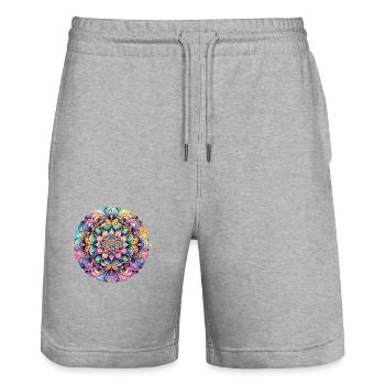 L’élégance de la fleur de couleur - Short de jogging bio TRAINER Stanley/Stella unisexe - gris chiné - Devant - Nik (191cm) & Marisol (170cm)
