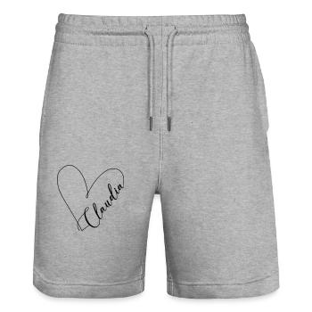 Claudia Name Heart Line - Stanley/Stella Trainer Unisex Organic Jogging Shorts - heather grey - Front - Nik (191cm) & Marisol (170cm)