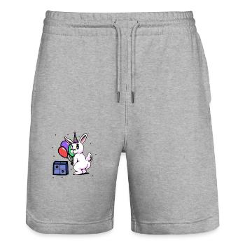 Célébrations de félicitations d’anniversaire de lapin - Short de jogging bio TRAINER Stanley/Stella unisexe - gris chiné - Devant - Nik (191cm) & Marisol (170cm)