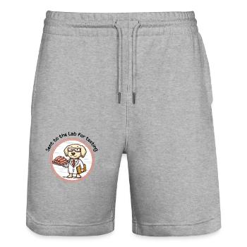 Sent to the lab for testing - Stanley/Stella Trainer Unisex Organic Jogging Shorts - heather grey - Front - Nik (191cm) & Marisol (170cm)