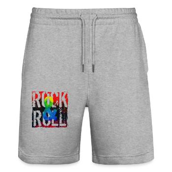 Musik, Retro, Heavy Metal, Hard Rock, Punk, Vinyl, Pop - Stanley/Stella Unisex Bio Joggingshorts Trainer  - Grau meliert - Vorne - Nik (191cm) & Marisol (170cm)