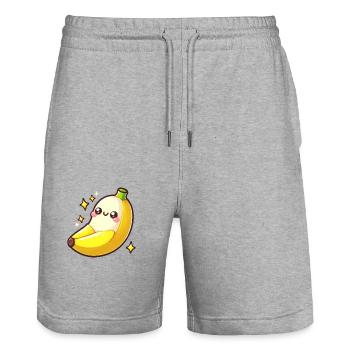 Baby-Banane - Stanley/Stella Unisex Bio Joggingshorts Trainer  - Grau meliert - Vorne - Nik (191cm) & Marisol (170cm)