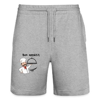 t-shirt cuisinier - Short de jogging bio TRAINER Stanley/Stella unisexe - gris chiné - Devant - Nik (191cm) & Marisol (170cm)