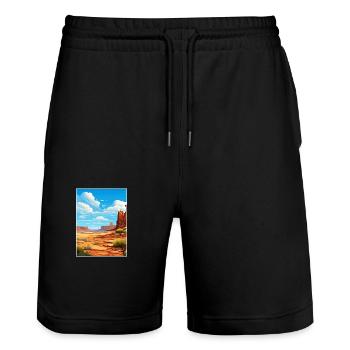 Canyonlands Nationalpark Vintage Reiseposter - Stanley/Stella Unisex Bio Joggingshorts Trainer  - Schwarz - Vorne - Nik (191cm) & Marisol (170cm)