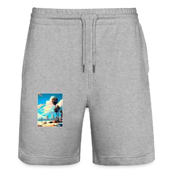 Long Beach Kalifornien Cali Vintage Reiseposter - Stanley/Stella Unisex Bio Joggingshorts Trainer  - Grau meliert - Vorne - Nik (191cm) & Marisol (170cm)