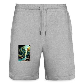 Watkins Glen State Park New York Affiche de voyage - Short de jogging bio TRAINER Stanley/Stella unisexe - gris chiné - Devant - Nik (191cm) & Marisol (170cm)