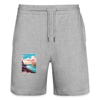 Mount Bonnell Texas Vintage Reiseposter Souvenir - Stanley/Stella Unisex Bio Joggingshorts Trainer  - Grau meliert - Vorne - Nik (191cm) & Marisol (170cm)