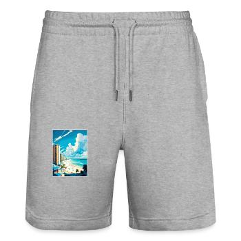 Panama Floride Vintage voyage affiche WPA Souvenir - Short de jogging bio TRAINER Stanley/Stella unisexe - gris chiné - Devant - Nik (191cm) & Marisol (170cm)