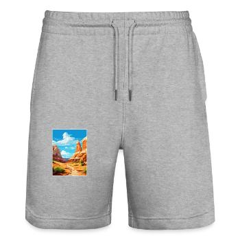 Escalante grand Utah Vintage voyage affiche WPA Art - Short de jogging bio TRAINER Stanley/Stella unisexe - gris chiné - Devant - Nik (191cm) & Marisol (170cm)