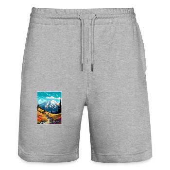 Mount Baldy Texas Vintage Reiseposter Souvenir - Stanley/Stella Unisex Bio Joggingshorts Trainer  - Grau meliert - Vorne - Nik (191cm) & Marisol (170cm)