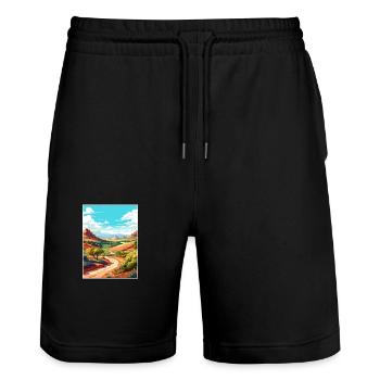 Mont Scott Texas Vintage voyage affiche Souvenir - Short de jogging bio TRAINER Stanley/Stella unisexe - noir - Devant - Nik (191cm) & Marisol (170cm)