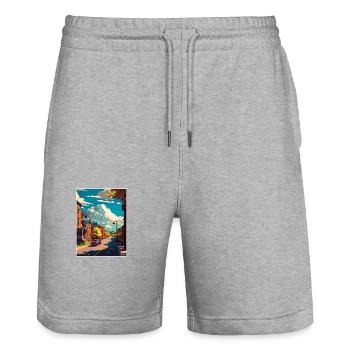 York Pennsylvania Vintage Reiseposter Souvenir - Stanley/Stella Unisex Bio Joggingshorts Trainer  - Grau meliert - Vorne - Nik (191cm) & Marisol (170cm)