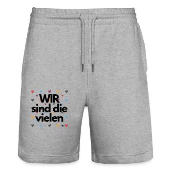 WIR sind die vielen - Stanley/Stella Unisex Bio Joggingshorts Trainer  - Grau meliert - Vorne - Nik (191cm) & Marisol (170cm)