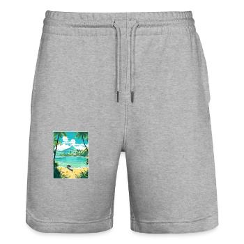 Kailua Hawaii Vintage Reiseposter WPA Souvenir - Stanley/Stella Unisex Bio Joggingshorts Trainer  - Grau meliert - Vorne - Nik (191cm) & Marisol (170cm)