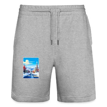 Park Utah Vintage Voyage Poster WPA Souvenir - Short de jogging bio TRAINER Stanley/Stella unisexe - gris chiné - Devant - Nik (191cm) & Marisol (170cm)