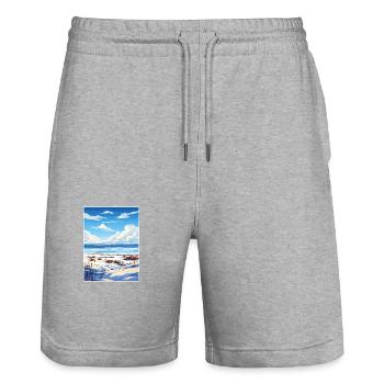 Kotzebue Alaska Vintage Travel Poster WPA Souvenir - Stanley/Stella Trainer Unisex Organic Jogging Shorts - heather grey - Front - Nik (191cm) & Marisol (170cm)