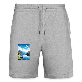 Wrangell Alaska Vintage Travel Poster WPA Souvenir - Stanley/Stella Trainer Unisex Organic Jogging Shorts - heather grey - Front - Nik (191cm) & Marisol (170cm)