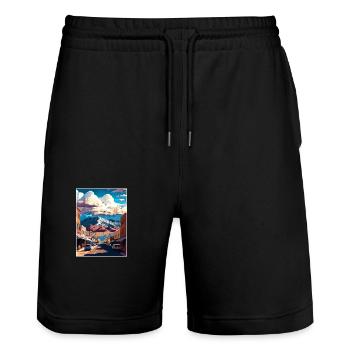 Salida Colorado Vintage Voyage Poster WPA Souvenir - Short de jogging bio TRAINER Stanley/Stella unisexe - noir - Devant - Nik (191cm) & Marisol (170cm)
