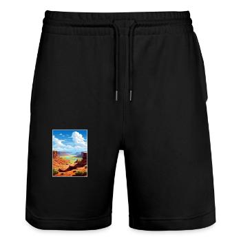 Green River Utah Vintage voyage affiche Souvenir - Short de jogging bio TRAINER Stanley/Stella unisexe - noir - Devant - Nik (191cm) & Marisol (170cm)