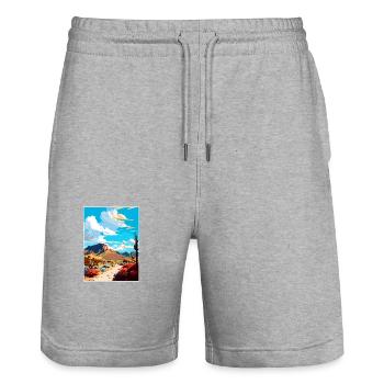 Vallée d’Oro Arizona Vintage voyage affiche Souvenir - Short de jogging bio TRAINER Stanley/Stella unisexe - gris chiné - Devant - Nik (191cm) & Marisol (170cm)