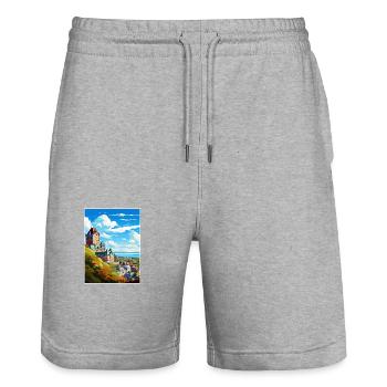 Quebec Kanada Vintage Reiseposter WPA Souvenir - Stanley/Stella Unisex Bio Joggingshorts Trainer  - Grau meliert - Vorne - Nik (191cm) & Marisol (170cm)