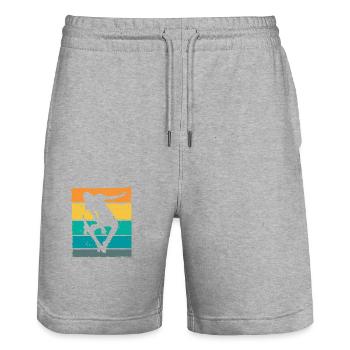 Retro Skaterin Skater Skateboarder Skateboard - Stanley/Stella Unisex Bio Joggingshorts Trainer  - Grau meliert - Vorne - Nik (191cm) & Marisol (170cm)