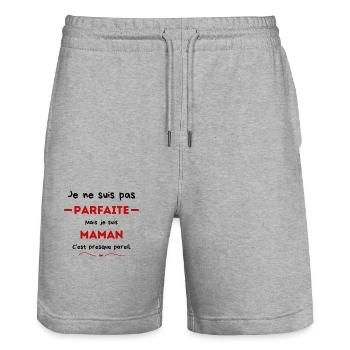 Excellent cadeau pour la fête des mères - Short de jogging bio TRAINER Stanley/Stella unisexe - gris chiné - Devant - Nik (191cm) & Marisol (170cm)