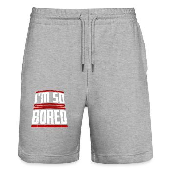 I'm So Bored Ich bin so gelangweilt Langeweile - Stanley/Stella Trainer Unisex Organic Jogging Shorts - heather grey - Front - Nik (191cm) & Marisol (170cm)